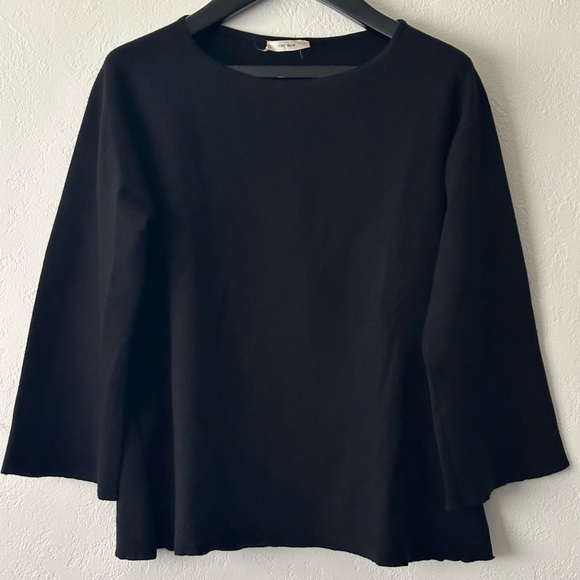 The Row Shayna Black Wool Viscose Sweatshirt size XS Oversized Flare Sleeves